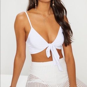 BLACK tie front bralette